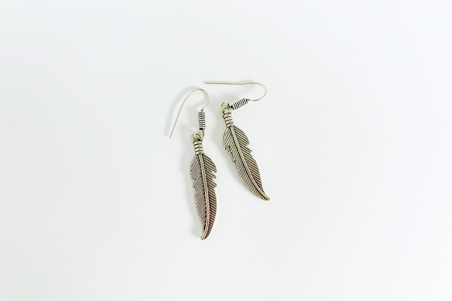Boho feather pendant earrings