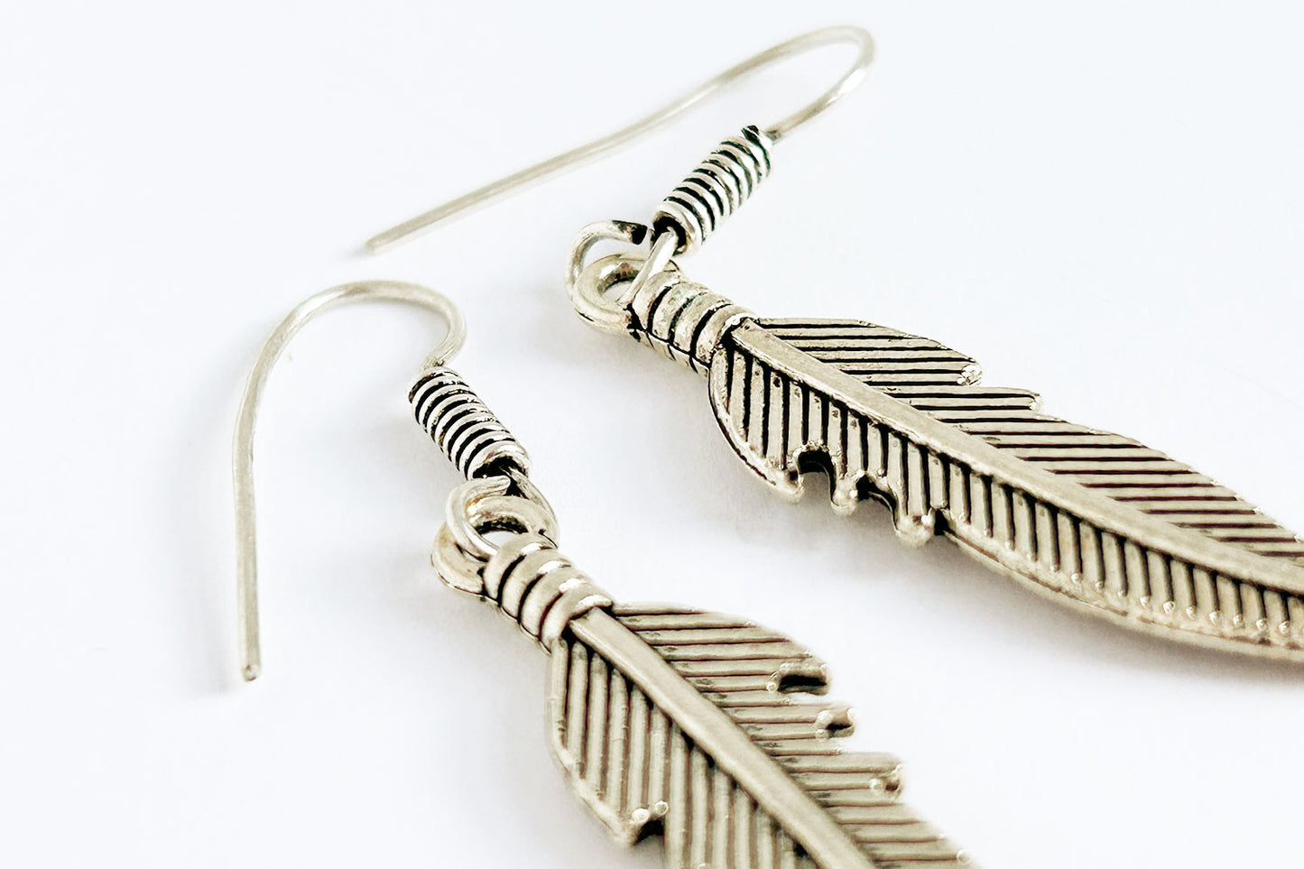 Boho feather pendant earrings