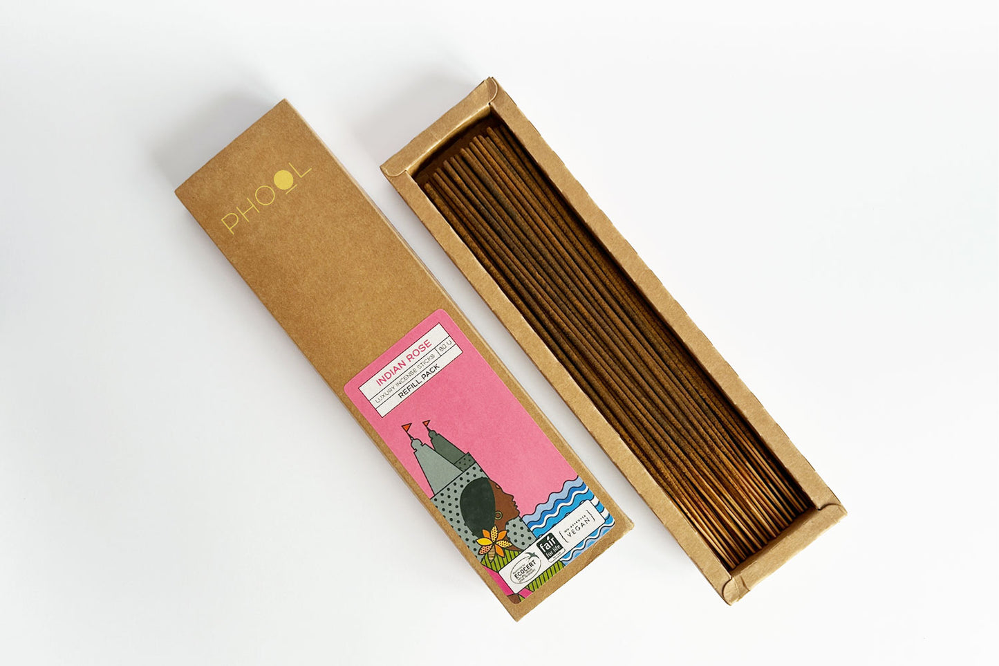 Handmade Vegan Incense Sticks from temple flowers — Indian Rose 80pc