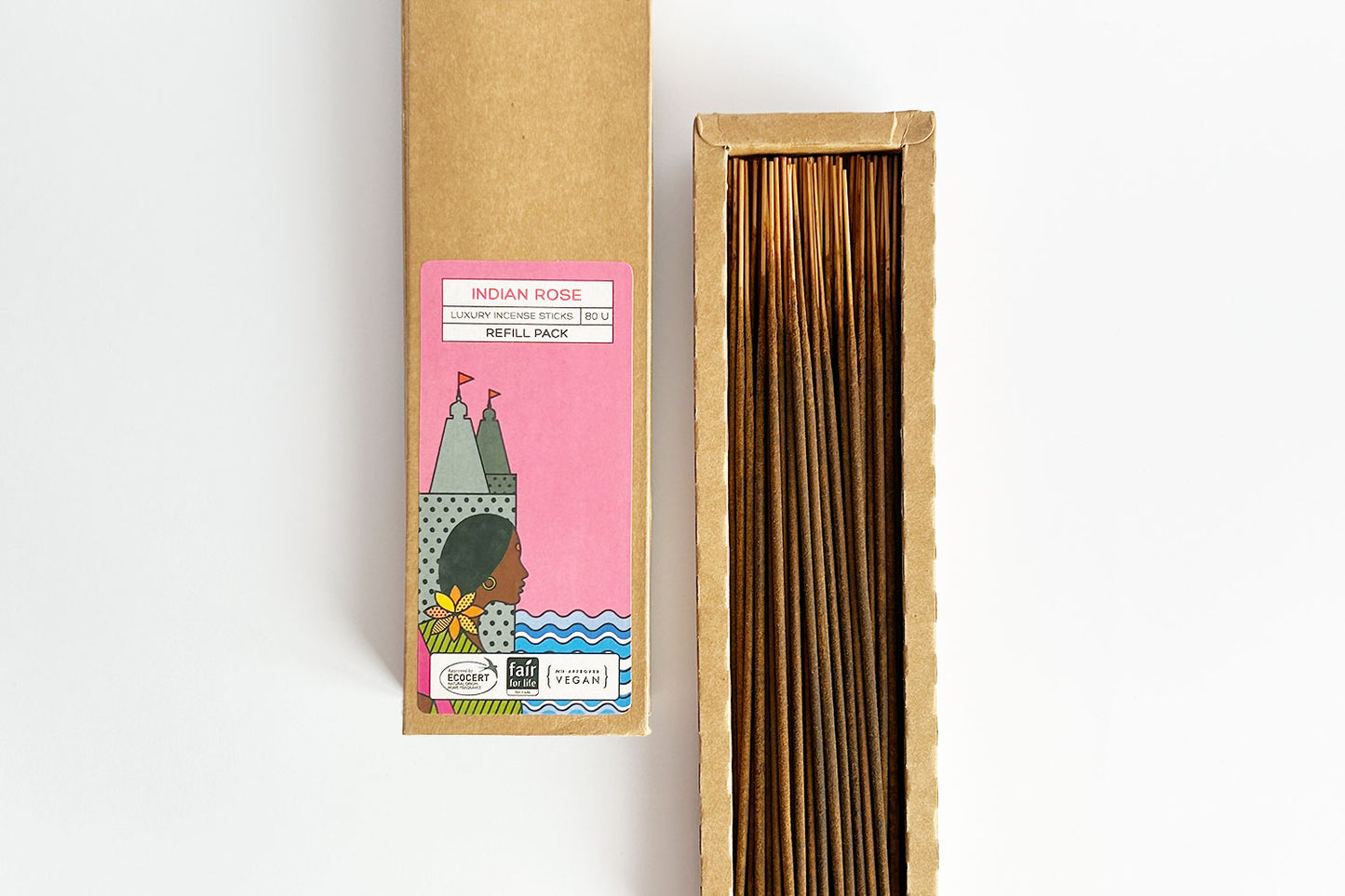 Handmade Vegan Incense Sticks from temple flowers — Indian Rose 80pc
