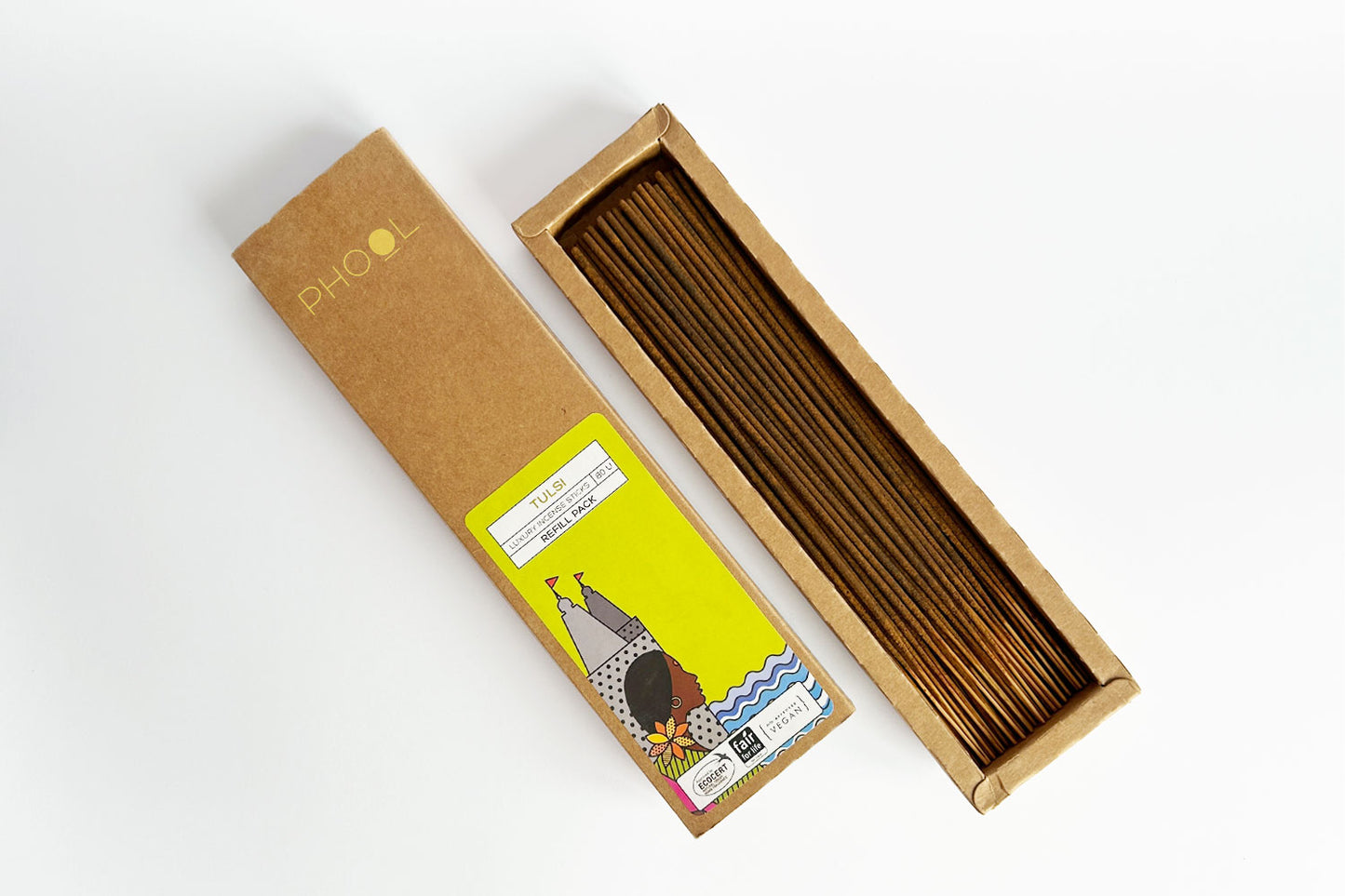Handmade Vegan Incense Sticks from temple flowers — Tulsi / Holy Basil 80pc