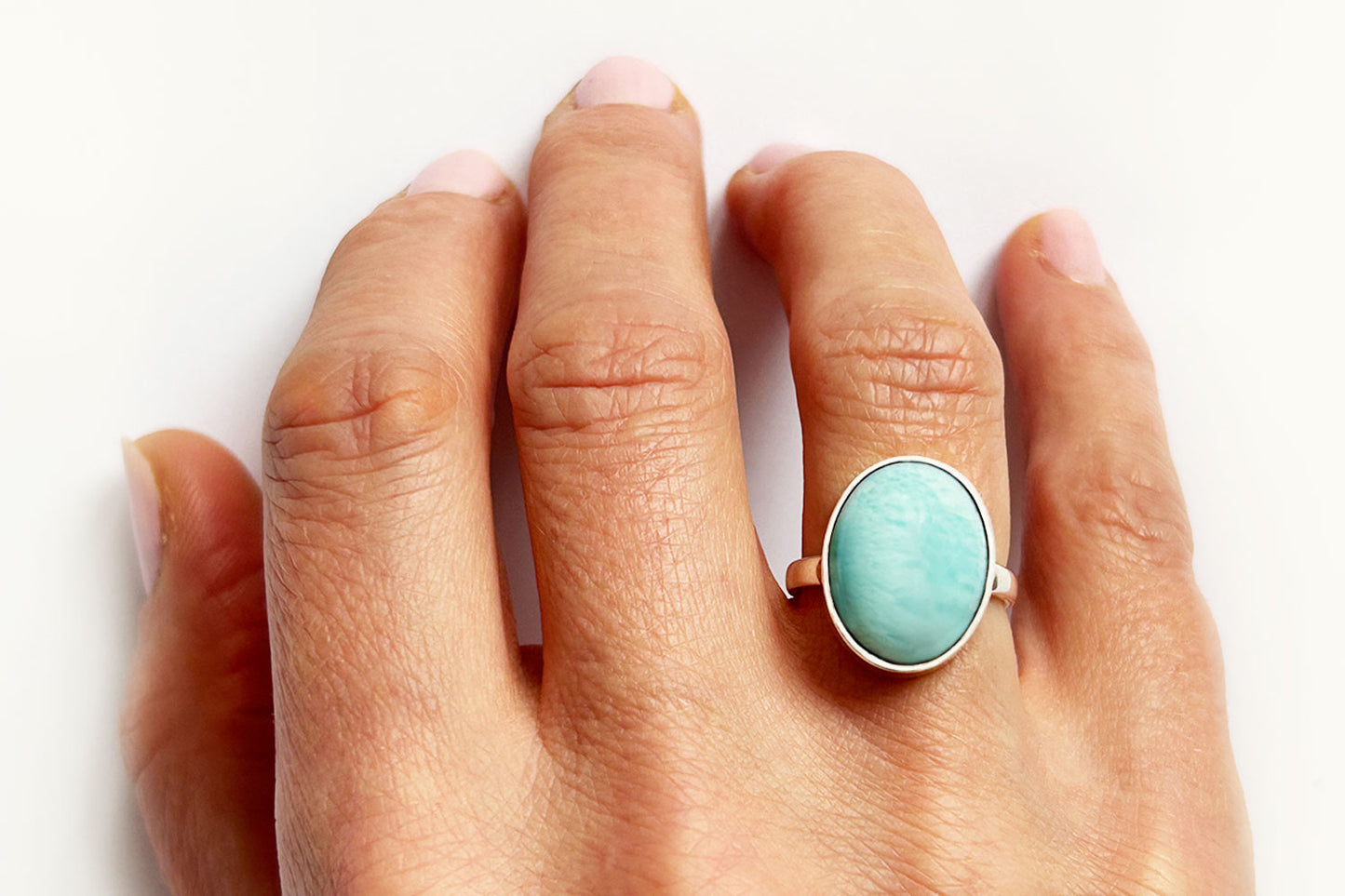 Larimar Serenity Stone Sterling Silver Ring