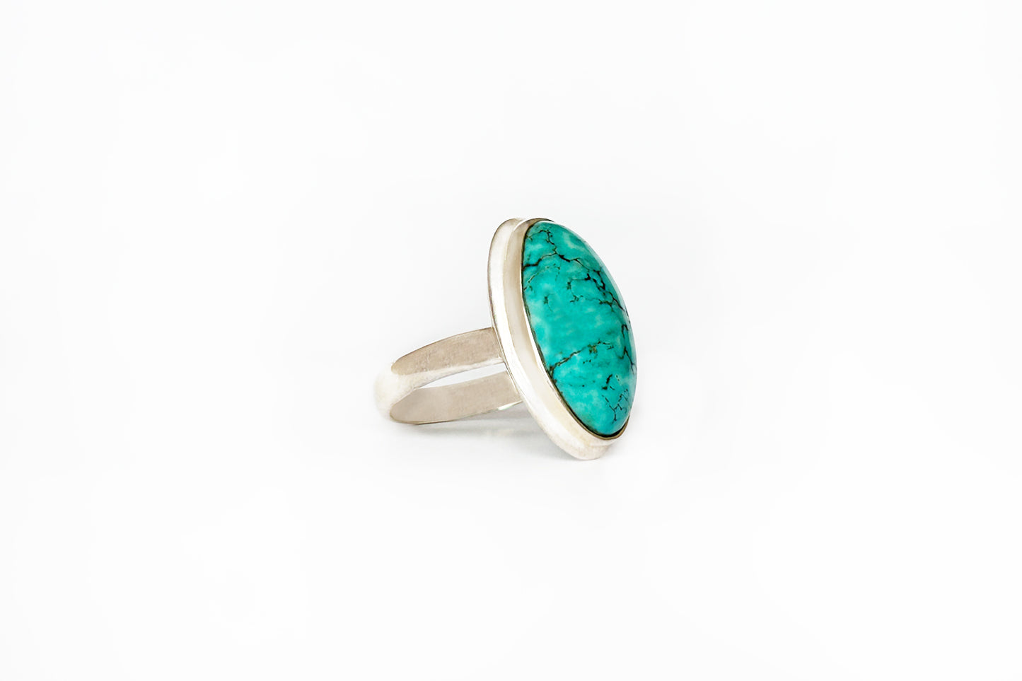 Handmade turquoise stone sterling silver ring