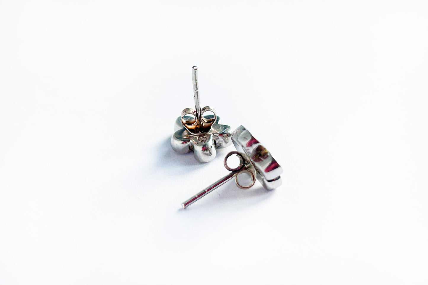 Opal stone sterling silver flower stud earrings